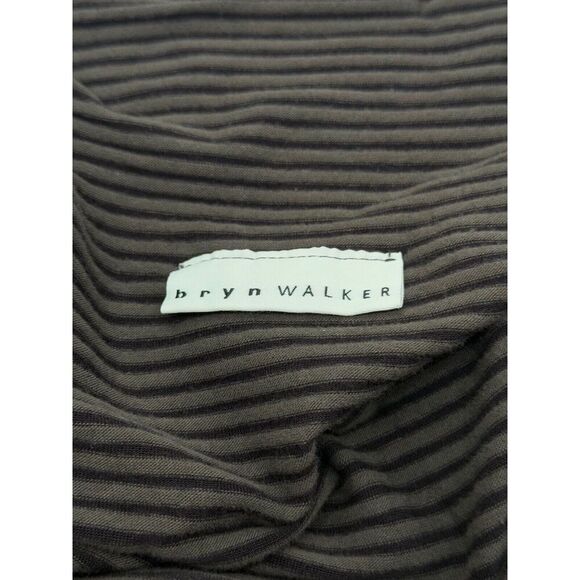 Bryn Walker Size L Long Open Cardigan Belted Black Gray Stripe Lagenlook Stretch - Picture 9 of 13